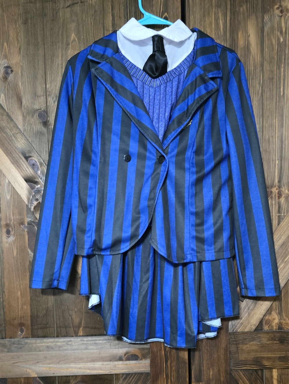 Rubie's Wednesday Blue and Black Striped 3 Piece Costume